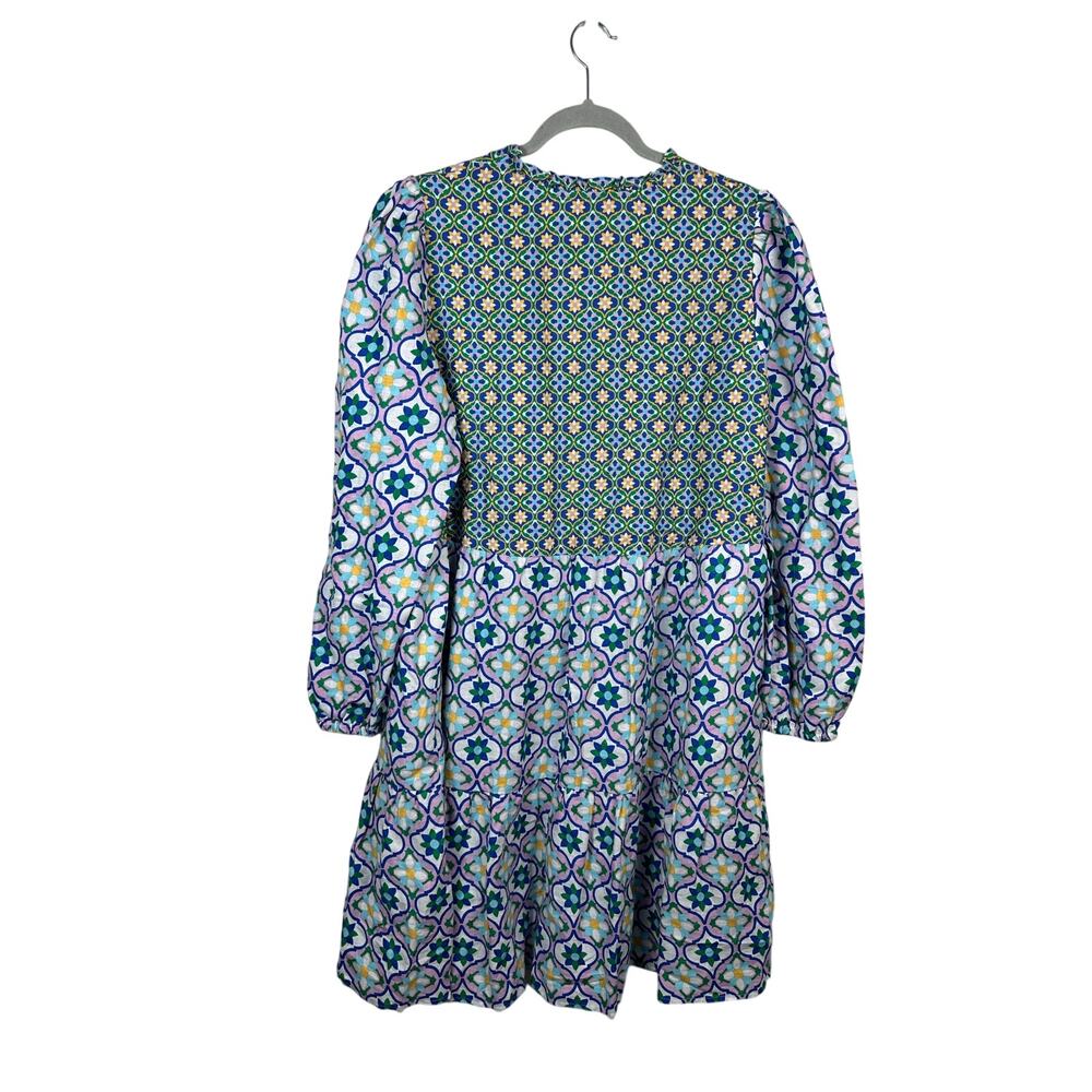 Boden Blue & Green Patterned Midi Dress - Picture 3 of 7